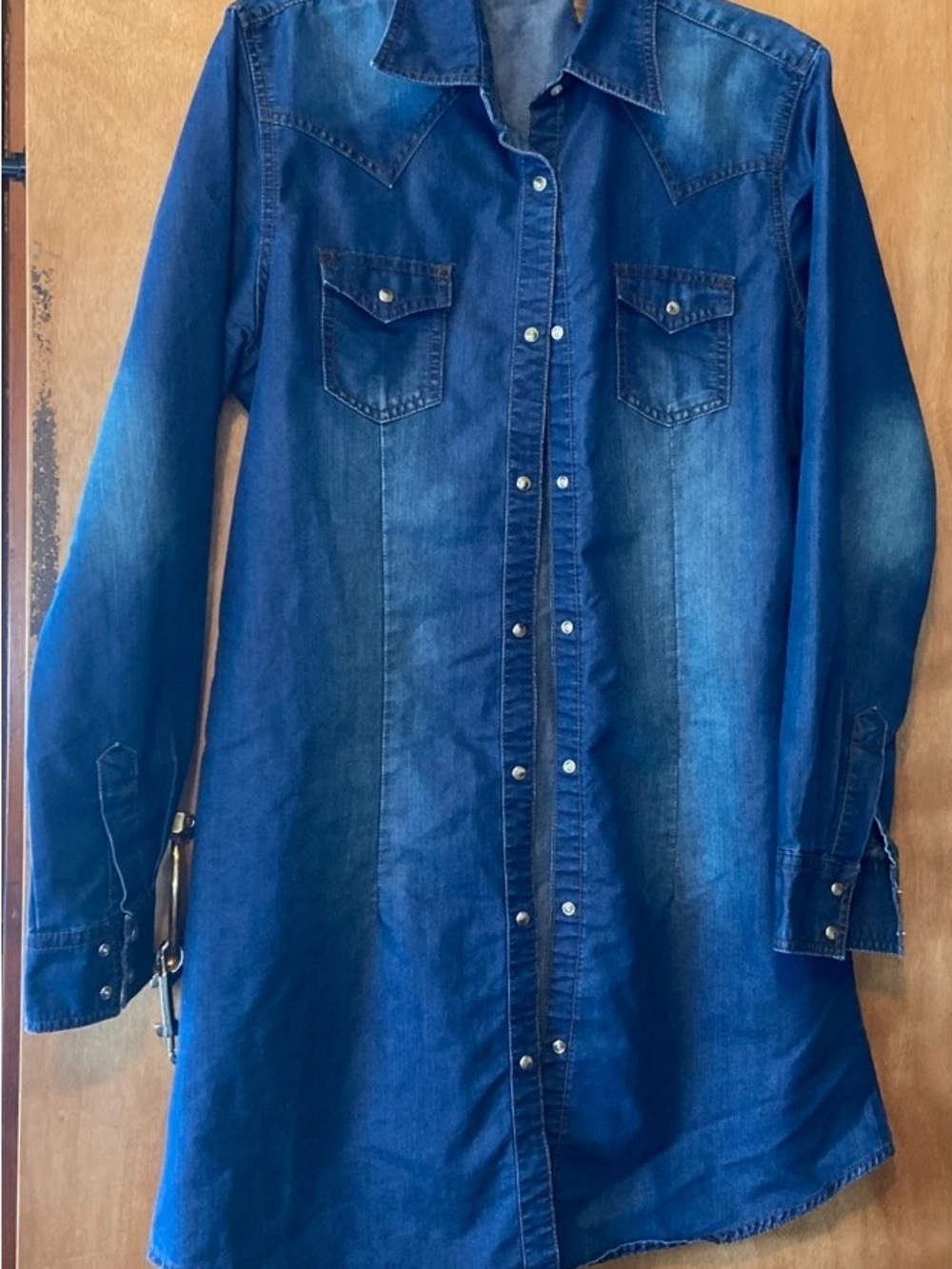 Wrangler Blue Denim Longline Western Shirt dress